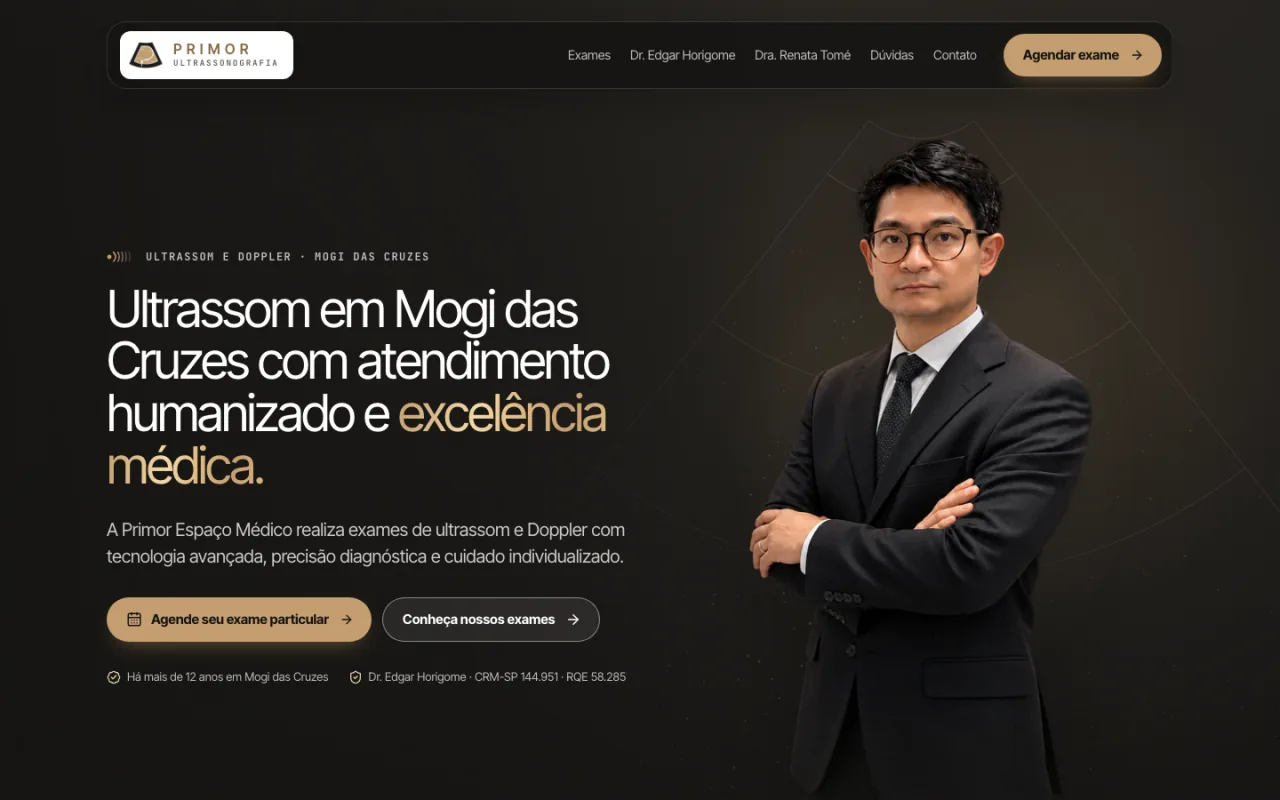 Site de Primor Espaço Médico aberto no navegador