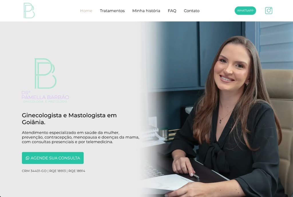 Hero da Dra. Pâmella Barbão com botão de WhatsApp