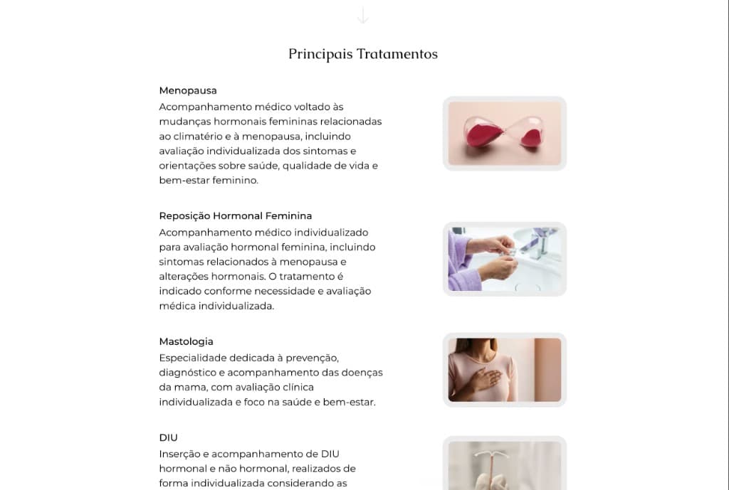 Lista de tratamentos com imagens arredondadas