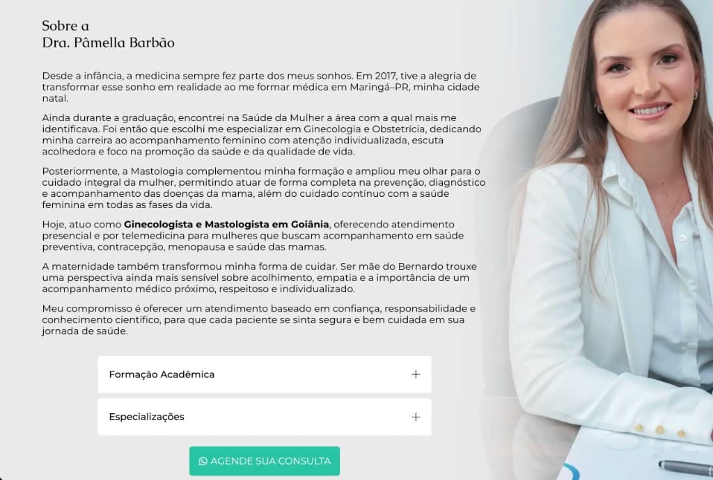 Sobre a Dra. Pâmella Barbão com formação acadêmica