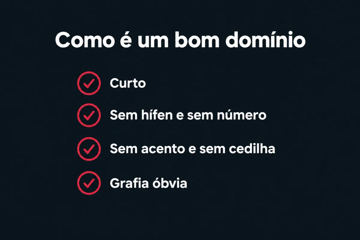 Como é um bom domínio: curto, sem hífen e sem número, sem acento e sem cedilha, com grafia óbvia.